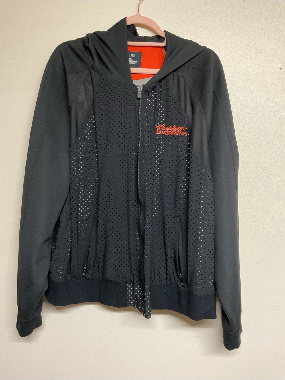 Harley-Davidson Black Zip Hoodie with Orange Logo